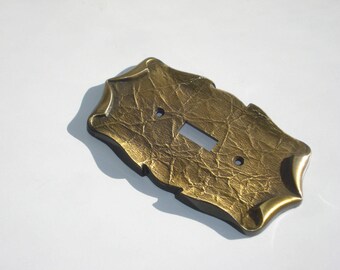 Vintage Light Switch Plate - Single Lightswitch Cover- Ornate Antiqued Brass Decor