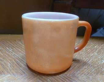 Orange milk glass mug by Federal Glass