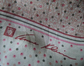 Vintage silk scarf Anne Klein 10 x 58 inches