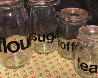 Canisters Retro 1970's Kitchen Storage Sealed Jars, Kitschy Kitchen Canisters, Gift Quality