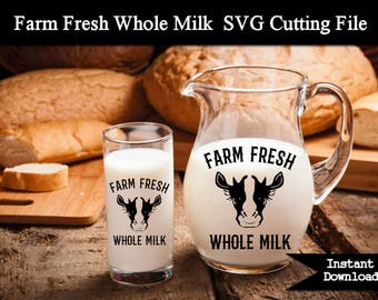 Farm Fresh Whole Milk Cow SVG Cutting File - Transparent PNG