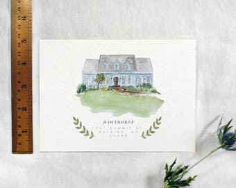 New Home Announcement, Home Painting, Custom House Painting, DIY Home Announcement, Address Card, Watercolor House, Printable New Address