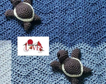 ONE TURTLE: Crochet baby sea turtle hatchling stuffed plush toy