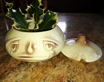 Vintage Sylvac Onion Face Pot, crying onion dish.