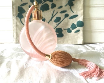 Perfume atomizer,pink perfume bottle,vintage perfume atomizer,Art Deco glass,perfume bottle