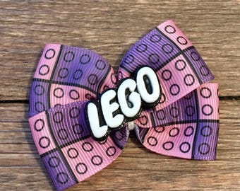 Girly Lego Hair Bow-Legos Bow-Lego Hair Accessory-Lego Birthday Party Hair Bow-Lego Building Blocks Hair Bow