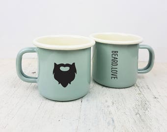 Personalised Beard Love Engraved Enamel Mug-Gift for Boyfriend-Beard Lover-Gift for Camper-Camper Gifts-Gift for Beards-Adventure Gifts