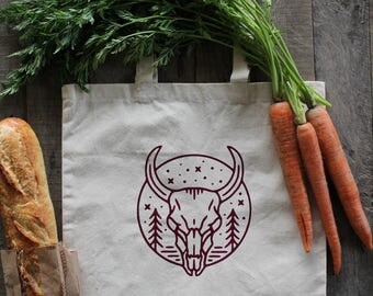 COUNTRY BULL Reusable Grocery Bag Canvas Tote