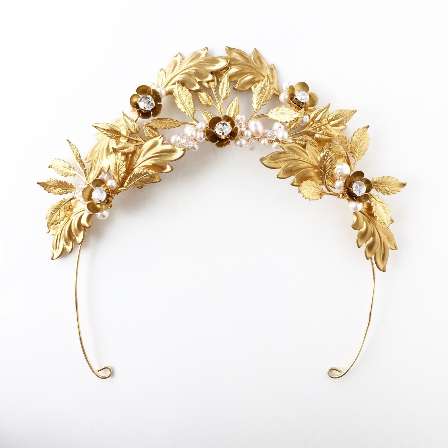 Vintage Bridal Crown Gold Leaf Crown Floral Crown By Sheetadesign 5039