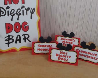 Mickey Mouse Birthday Place Cards Food Labels Party Decoration Mickey Mouse Clubhouse 1st Birthday by FeistyFarmersWife