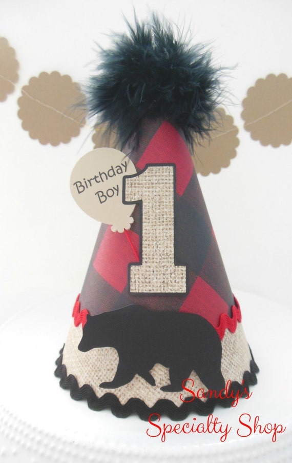 Little Lumberjack Camping Birthday Party Hat Forest