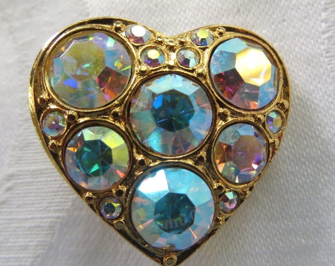 Kirks Folly Heart Earrings, Vintage Rhinestone Heart Clip Earrings, Kirks Folly Jewelry