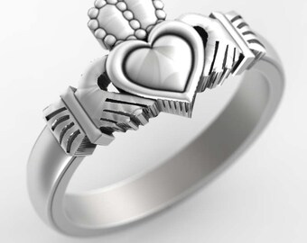 Claddagh Ring in Sterling Silver, Irish Claddagh Ring, Womens Claddagh Ring, Celtic Claddagh Jewelry, Made in Your Size CR-1150