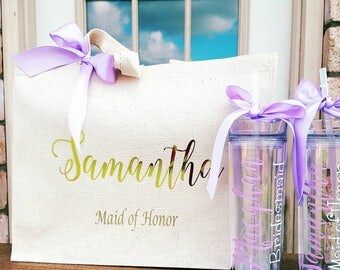 Tote bag and tumbler set