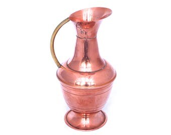 Rustic Pitcher, Copper Pitcher, Copper Vase, Decorative Tall Wine Pitcher, Display Pitcher Copper and Brass Jug, Copper Home Decor,