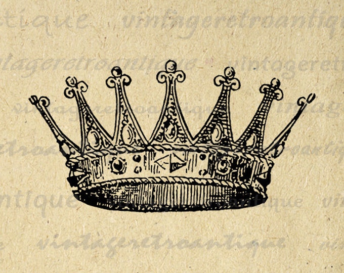 Printable Image Crown Graphic Royal Crown Digital Image Kings Crown Download Artwork Antique Vintage Clip Art Jpg Png Eps HQ 300dpi No.2290