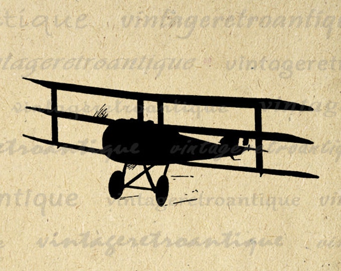 Digital Image Antique Airplane Silhouette Download Plane Illustration Graphic Printable Vintage Plane Clip Art Jpg Png Eps HQ 300dpi No.3353