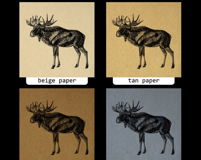 Printable Digital Scandinavian Elk Graphic Image Download Artwork Antique Clip Art Jpg Png Eps HQ 300dpi No.2184