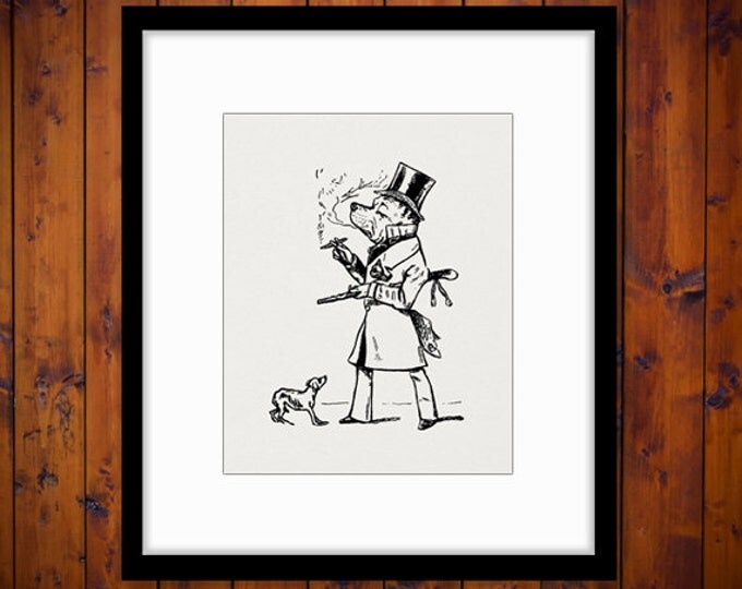 Digital Image Cartoon Dog Printable Top Hat Graphic Illustration Download Antique Clip Art Jpg Png Eps HQ 300dpi No.1569