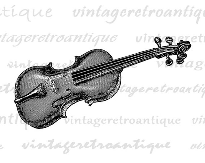 Printable Image Violin Digital Music Instrument Download Graphic Vintage Clip Art for Transfers Printing etc HQ 300dpi No.1096