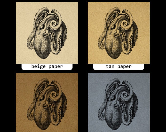 Printable Digital Octopus Graphic Illustrated Image Download Artwork Antique Clip Art Jpg Png Eps HQ 300dpi No.2694