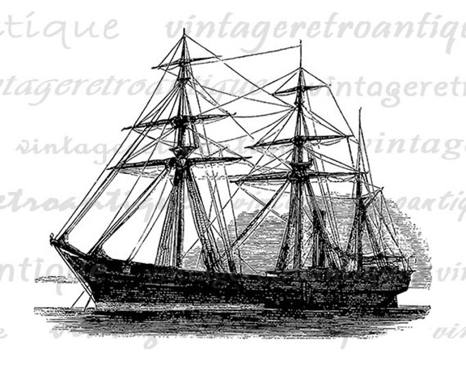 Ship Image Printable Download Antique Boat Graphic Digital Artwork Jpg Png Eps HQ 300dpi No.3637