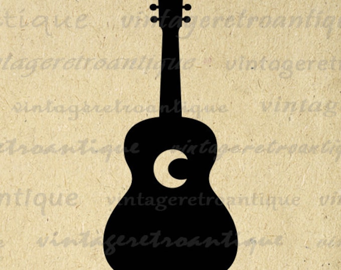 Digital Printable Acoustic Guitar Image Music Graphic Download Artwork Vintage Clip Art Jpg Png Eps HQ 300dpi No.4313