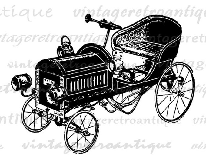 Digital Image Automobile Antique Auto Old Car Download Printable Graphic Vintage Clip Art Jpg Png Eps HQ 300dpi No.1796