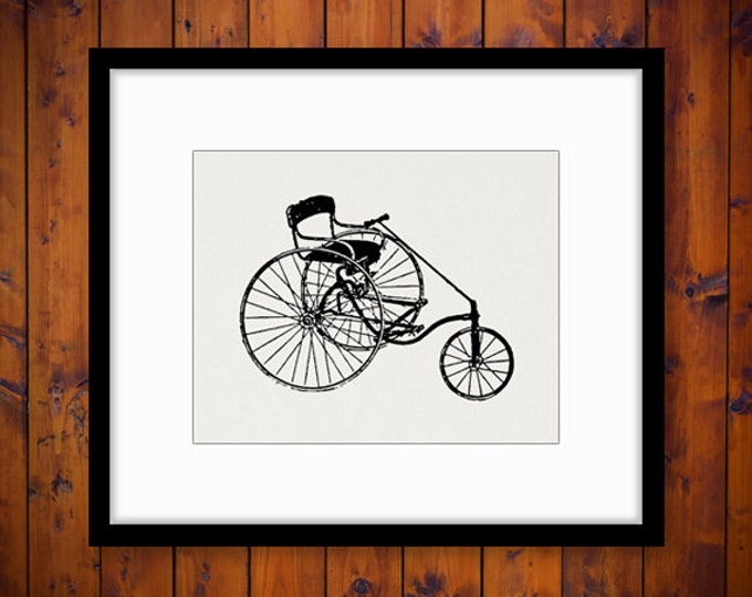 Printable Image Antique Tricycle Download Bicycle Digital Graphic Vintage Clip Art Jpg Png Eps HQ 300dpi No.1888