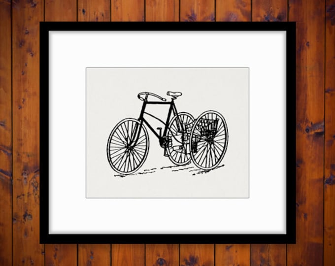 Digital Image Antique Tricycle Bicycle Graphic Printable Illustration Download Vintage Clip Art Jpg Png Eps HQ 300dpi No.1811