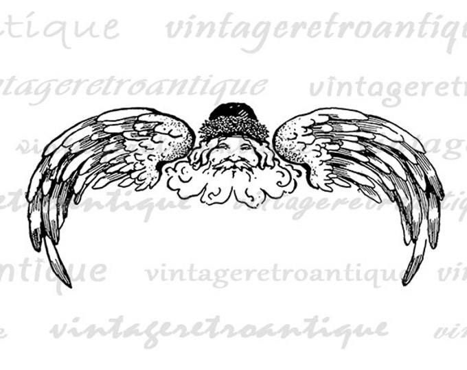 Digital Image Santa Claus Angel Wings Christmas Download Graphic Printable Vintage Clip Art Jpg Png Eps HQ 300dpi No.2439