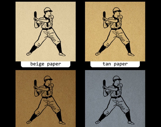 Printable Graphic Baseball Player Digital Baseball Image Sports Download Vintage Clip Art Jpg Png Eps HQ 300dpi No.4101