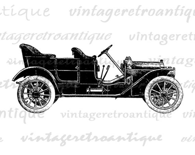 Printable Graphic Antique Car Download Automobile Auto Vehicle Digital Image Vintage Clip Art for Transfers etc HQ 300dpi No.3482