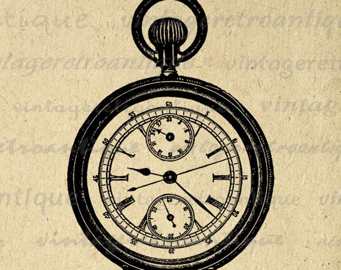 Antique Pocket Watch Graphic Digital Printable Pocketwatch Image Download Vintage Clip Art Jpg Png Eps 18x18 HQ 300dpi No.1307