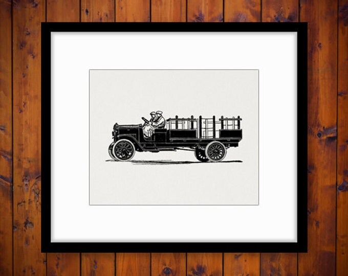 Printable Antique Truck Graphic Image Digital Illustration Download Vintage Clip Art Jpg Png Eps HQ 300dpi No.3459