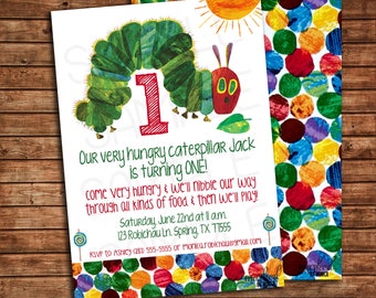 Very Hungry Caterpillar Invitation, Birthday, Announcement, Birthday Invite, Baby Shower, Party Supplies, Printable, 1st Birthday