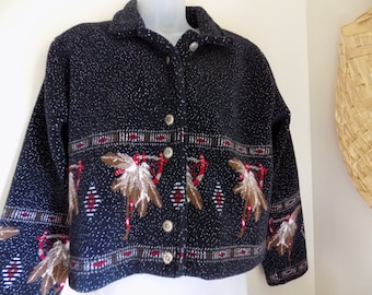 Sweet Vintage 80's Plush Native American Tribal Jacket by County Clothing Co Sz M