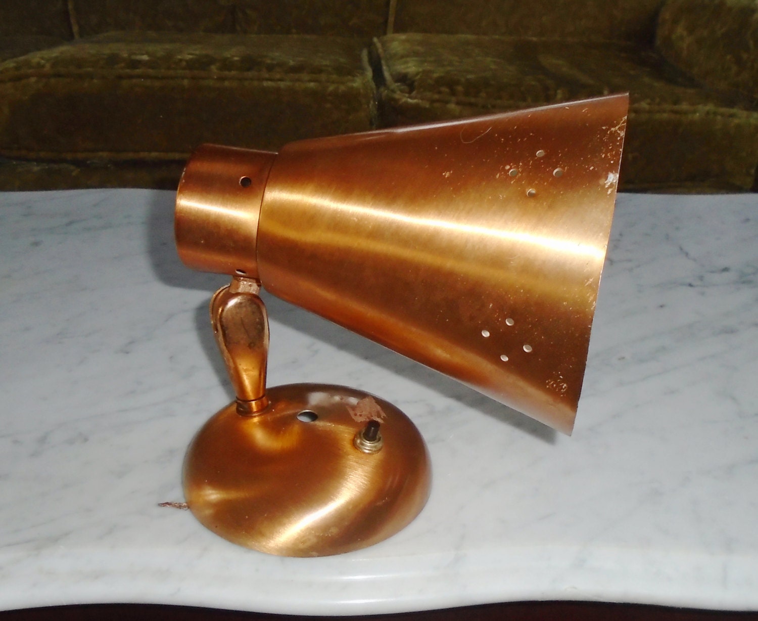 Vintage Mid Century Copper Aluminum Cone Bullet Sconce Fixture