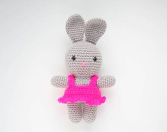 Amigurumi bunny in a dress / Crochet plush toy / Ready to ship