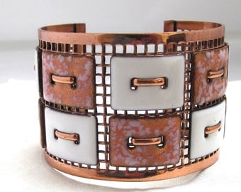 Vintage Enamel and Copper Cuff Bracelet Matisse Renior