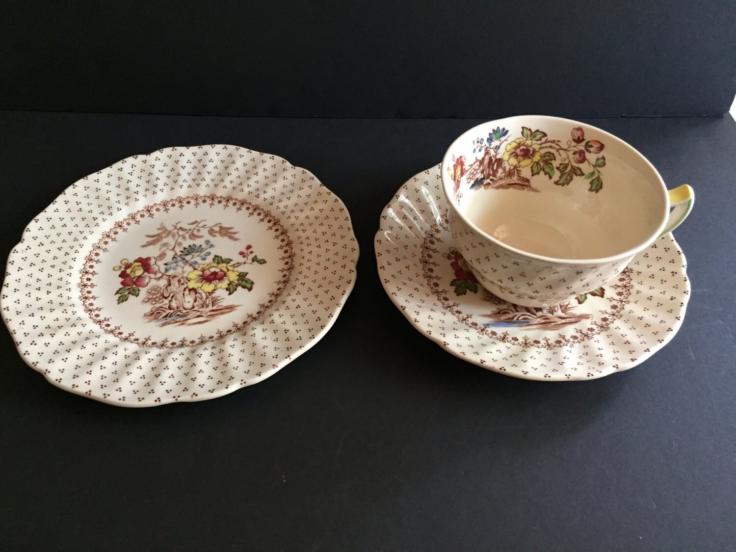Antique Royal Doulton Tea Set Trio For 8 Cup/Saucer/Side