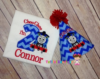 Choo Choo I'm TWO, train birthday shirt, train birthday party, choo choo birthday hat