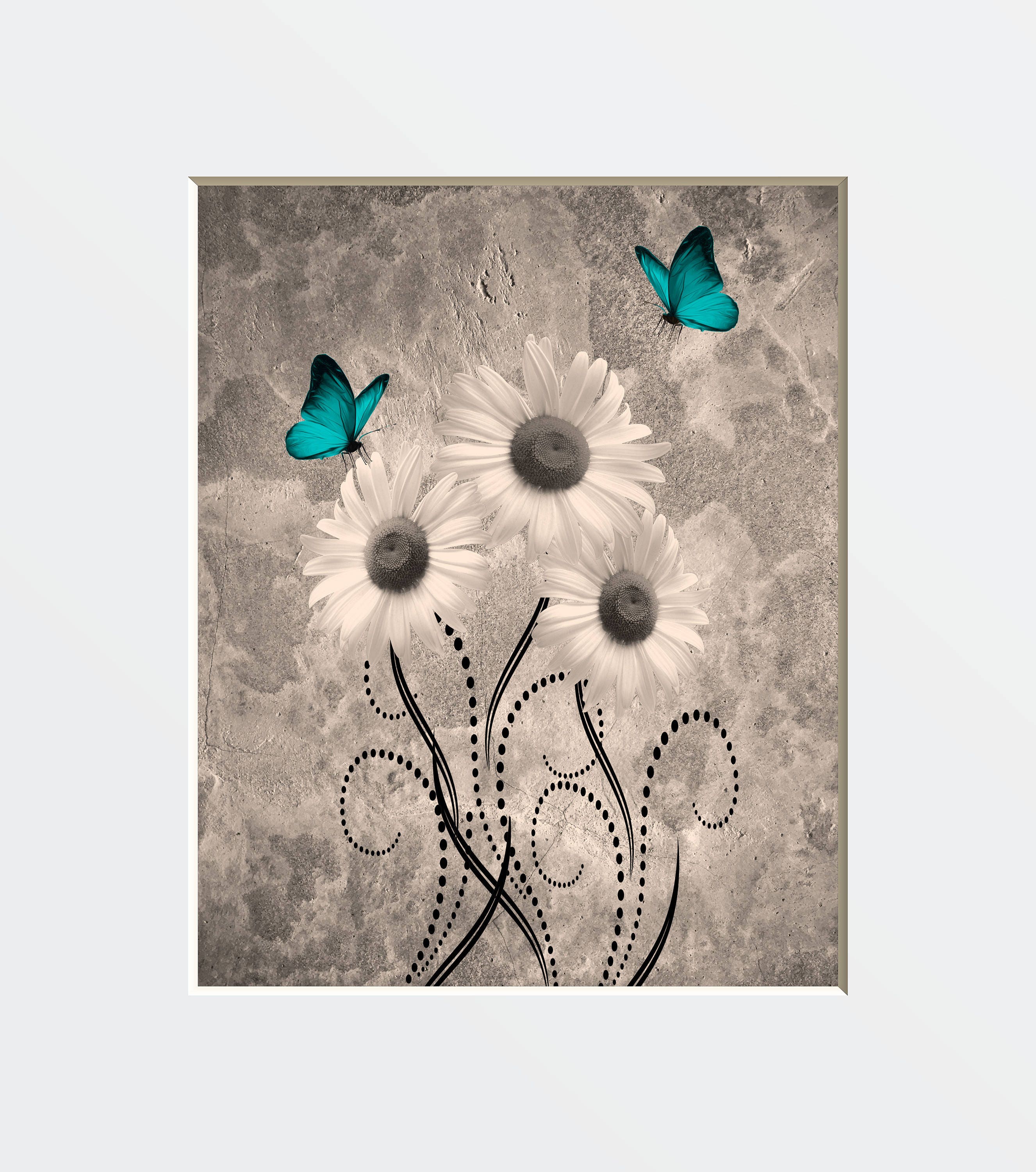 Daisy Wall Art Elitflat Daisy Wall Art Teal Brown Decor Flowers