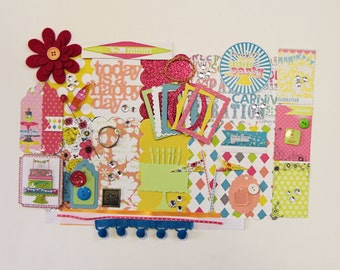 Happy Birthday Bash Soiree Custom Chipboard Mini Book Album DIY Kit Scrapbooking