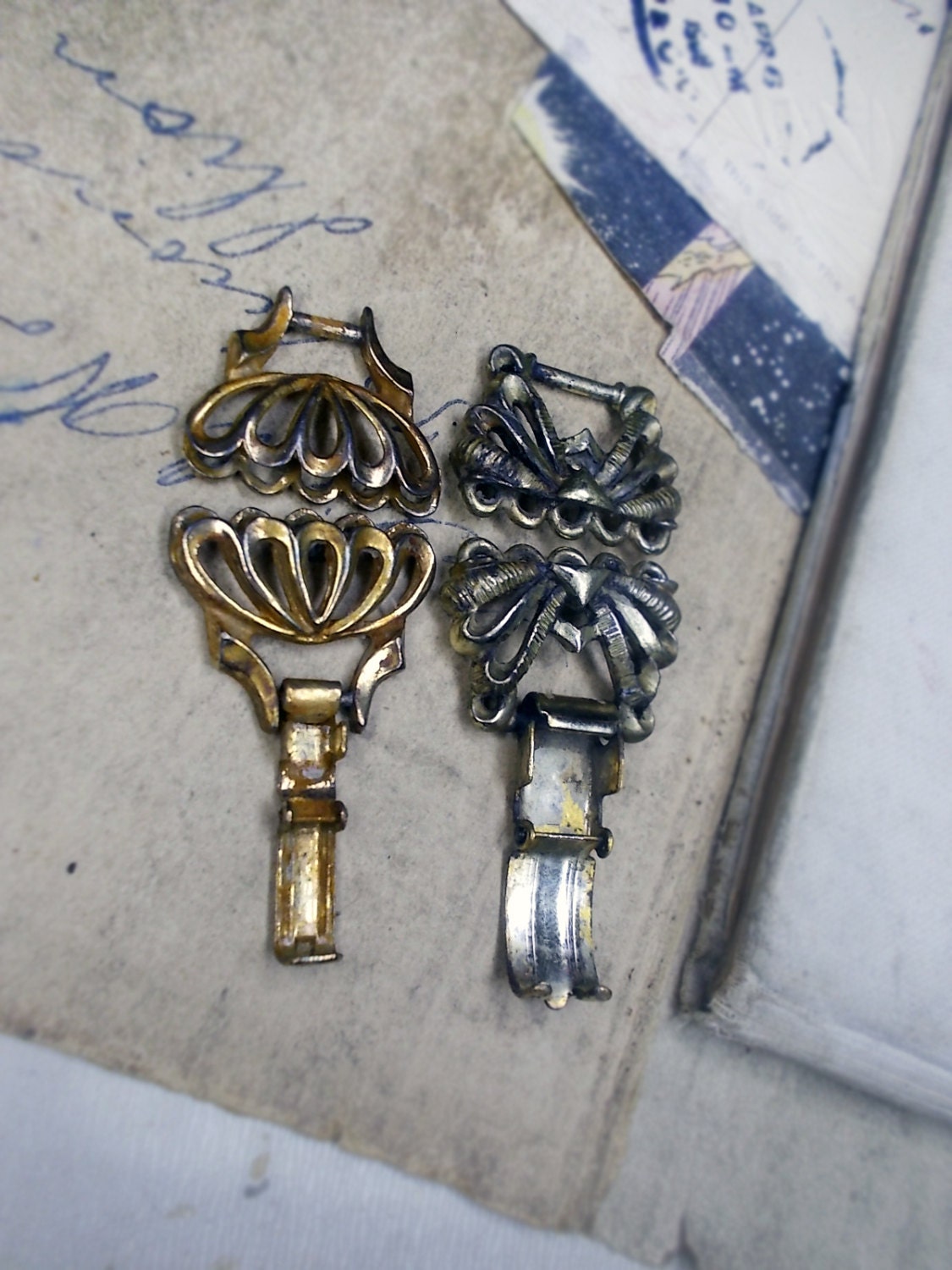 Vintage MultiStrand Clasps 2 Vintage 5 Strand Fancy Clasps