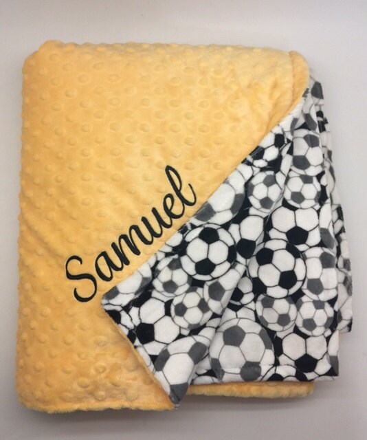 SALE Monogram soccer blanket custom blanket personalized