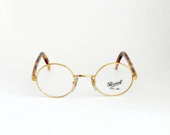 Vintage Eye Glasses Frames Persol Ratti mod. Jabez, Steampunk Round Metal with Meflecto tecnology '80 NOS