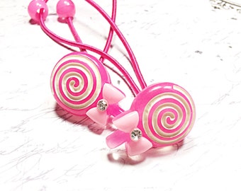 pink lollipop ponytail holders - hair ties