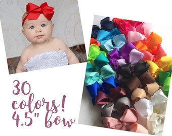 Baby headbands, PICK 5, 30 COLORS, 4.5 inch bow, ribbon headband, Infant headbands, baby headband, baby gift, girl gift, holiday gift baby