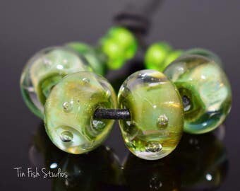 Reserved for R - 4 Olive Green Handmade Glass Encased - Reserved for R